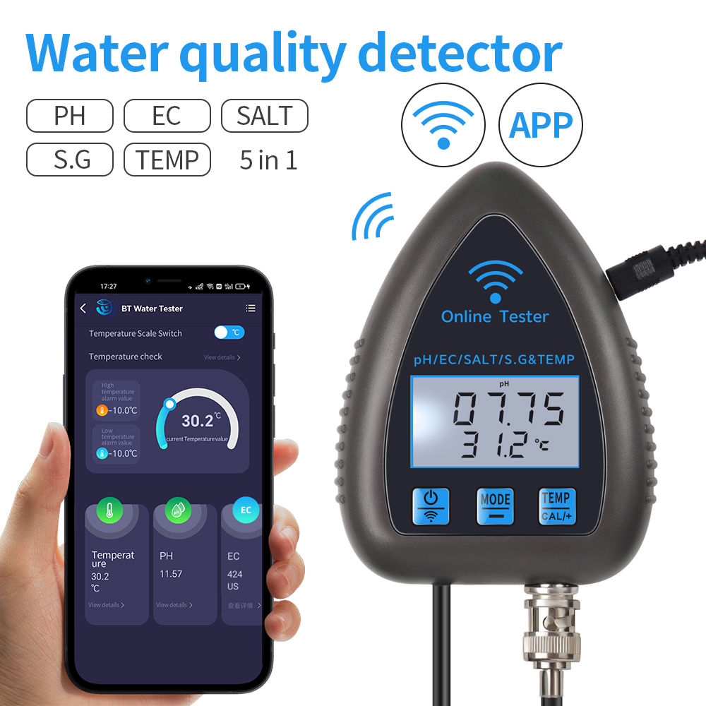Marine Aquarium Par Meter - Tuya Wifi 5 In 1 Waterkwaliteitsmeter